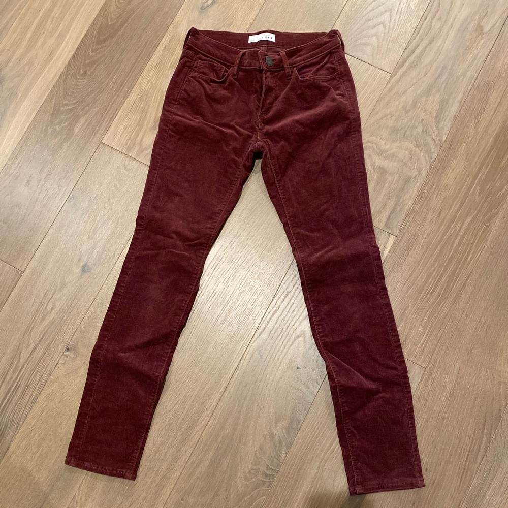 LOFT Maroon Corduroy Pants
